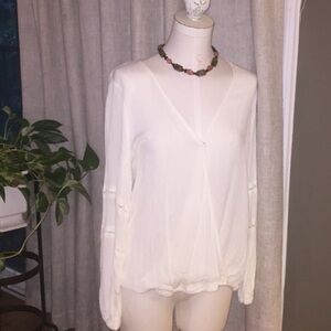 LOVE, FIRE Long sleeve faux wrap front top - 0X NET